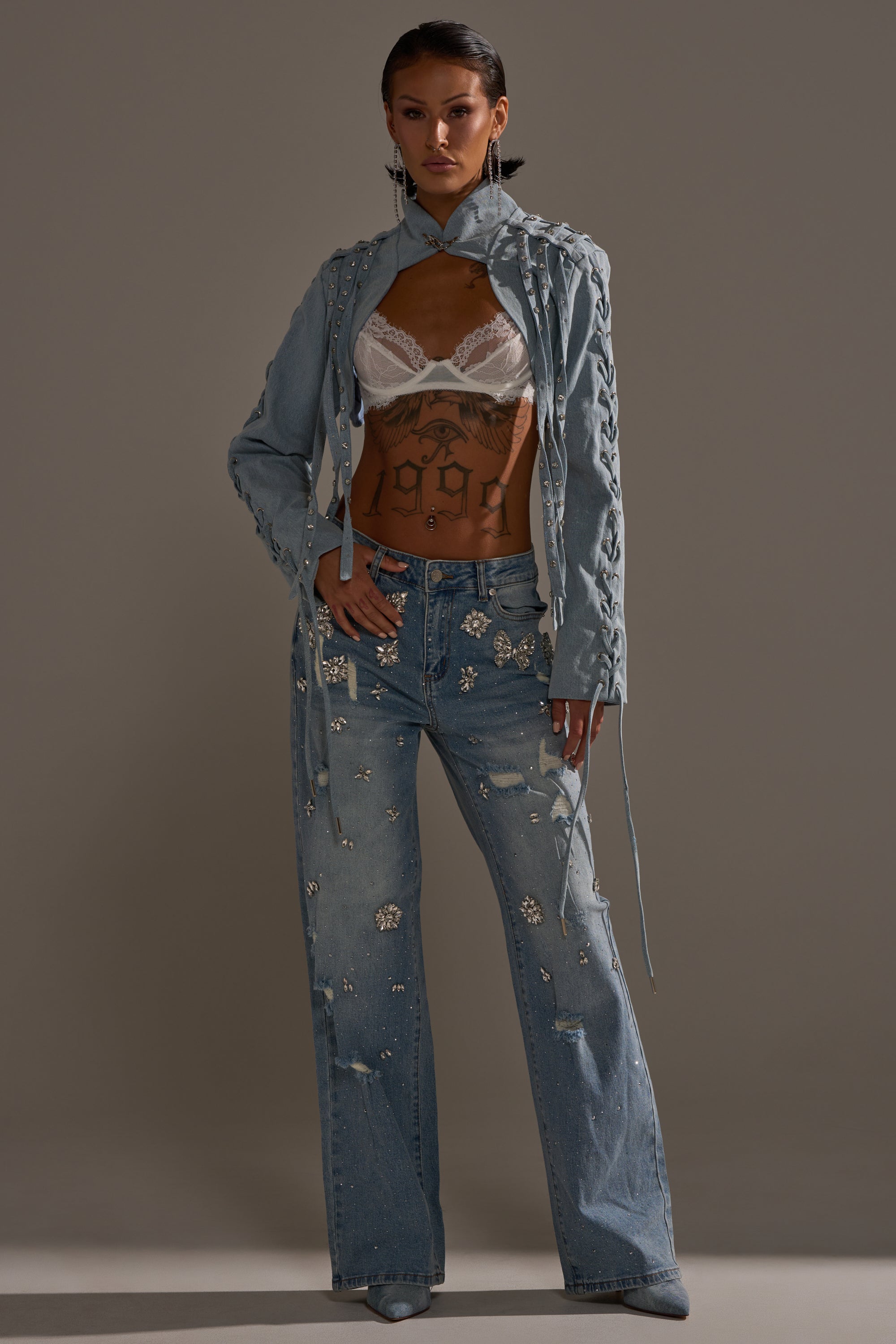 IN YOUR DREAMS RHINESTONE DENIM JEANS