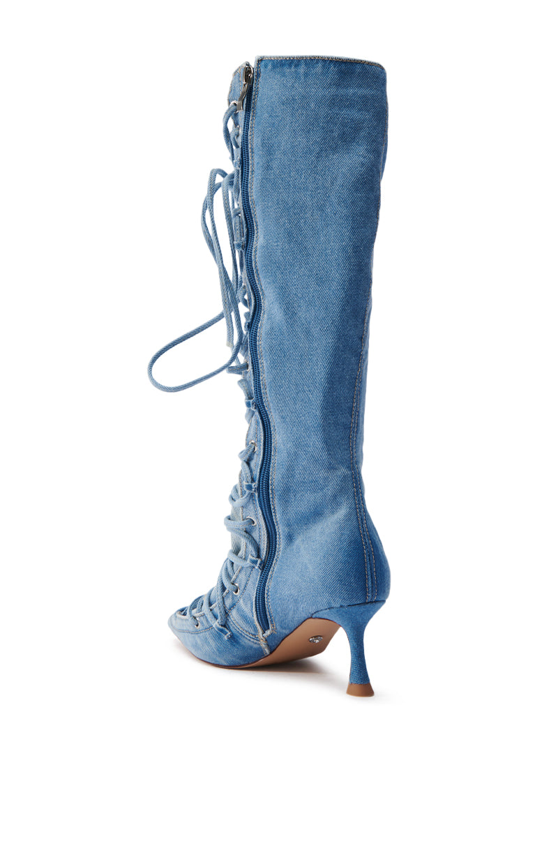AZALEA WANG EMMALINE DENIM STILETTO BOOT
