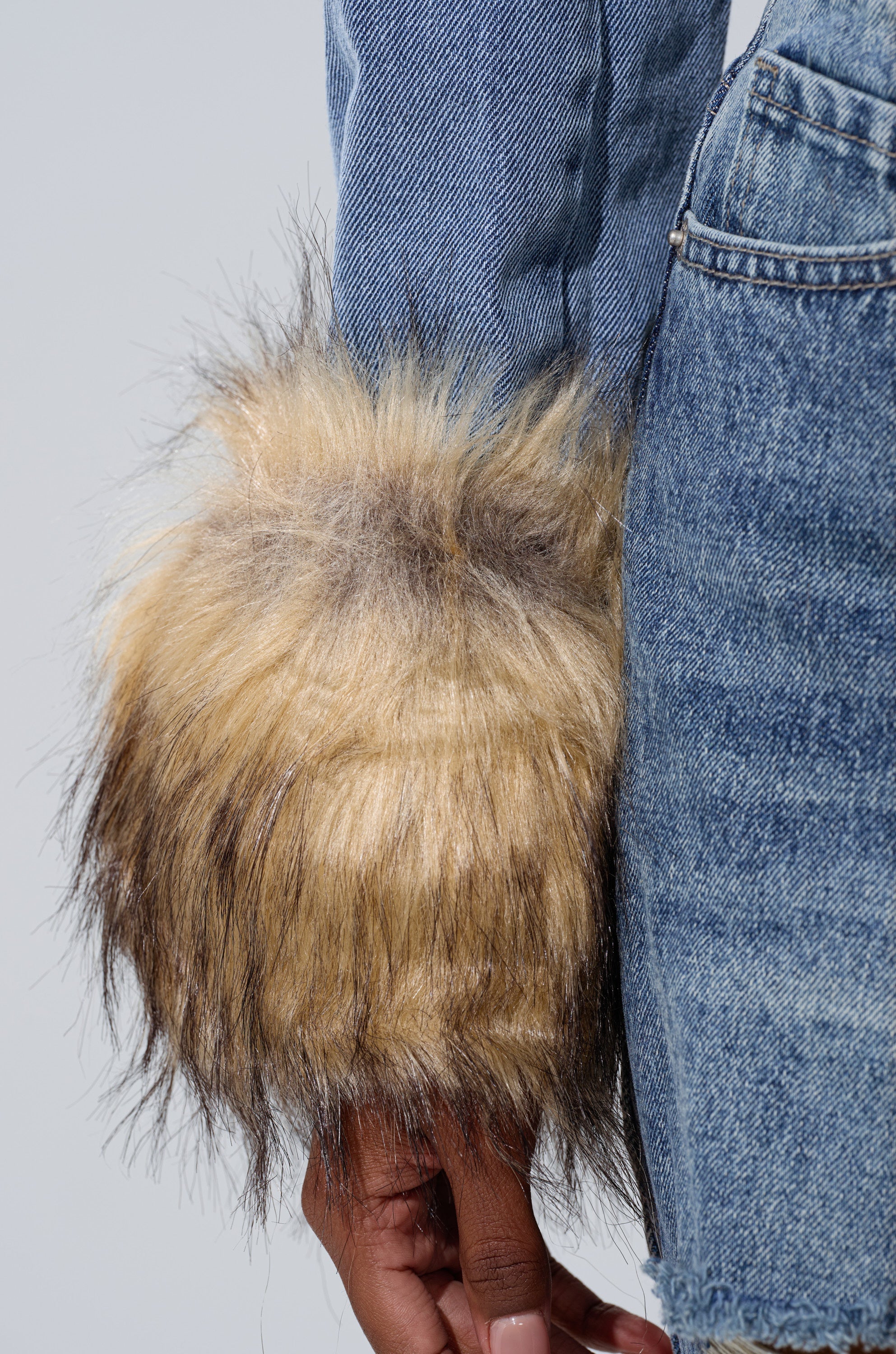 NEW GISELE CROPPED FUR TRIM JACKET