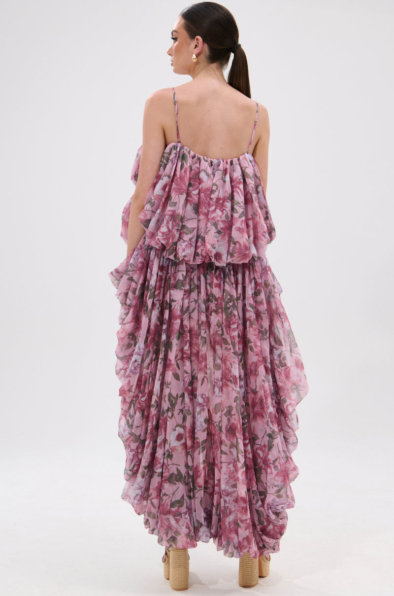 REVERENT FLORAL HIGH LOW BLOUSE TOP