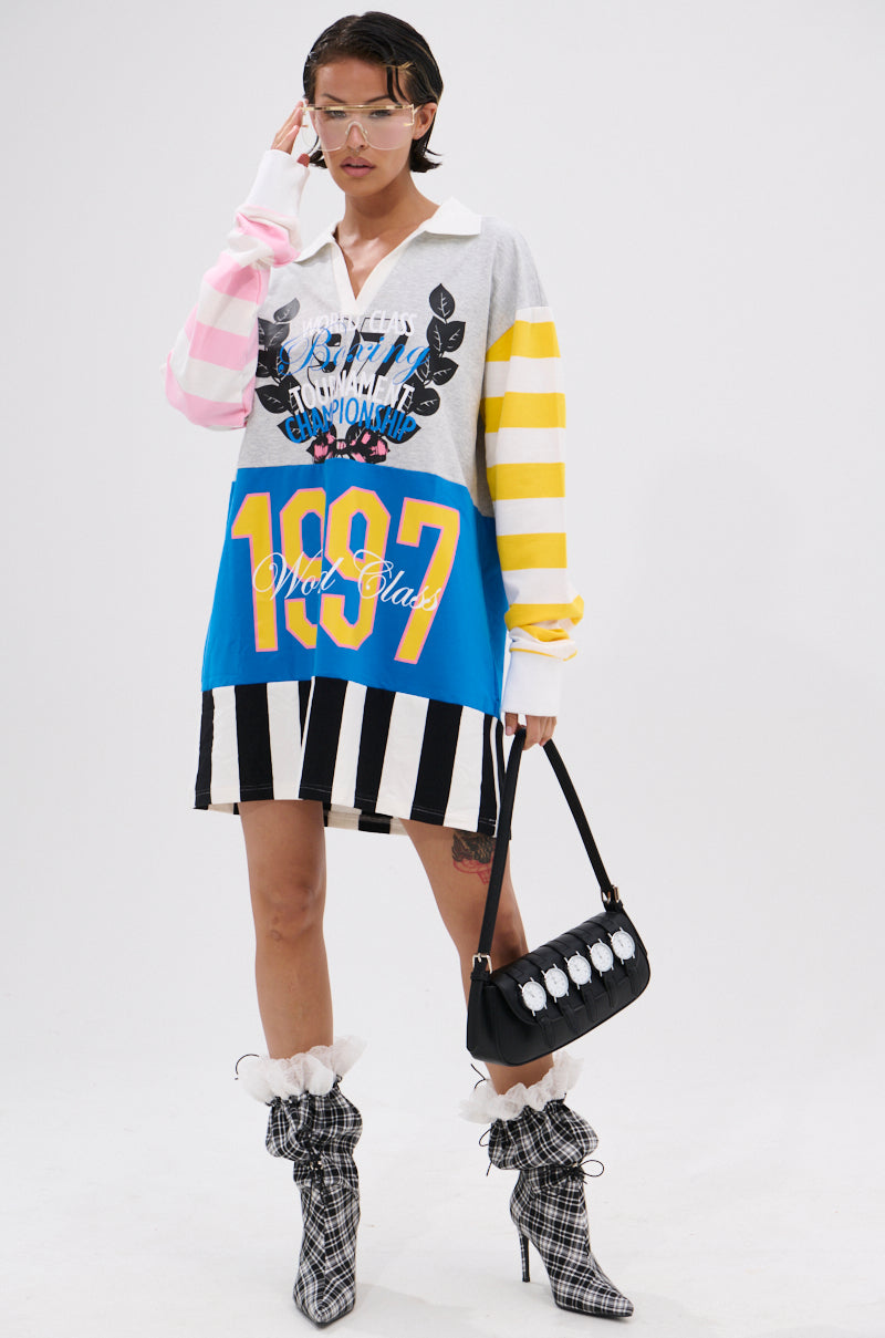 HERE FOR THE DRINKS PRINTED TSHIRT DRESS