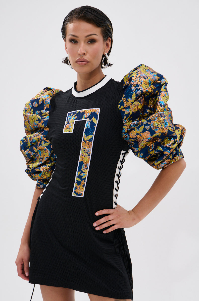 VIBIN ON THE SIDELINES JERSEY MINI DRESS