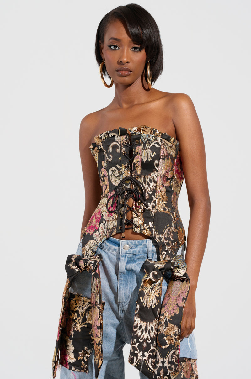 QUEENDOM BROCADE CORSET TOP