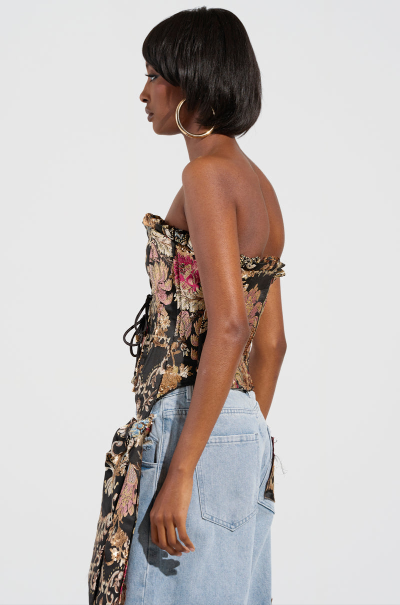 QUEENDOM BROCADE CORSET TOP
