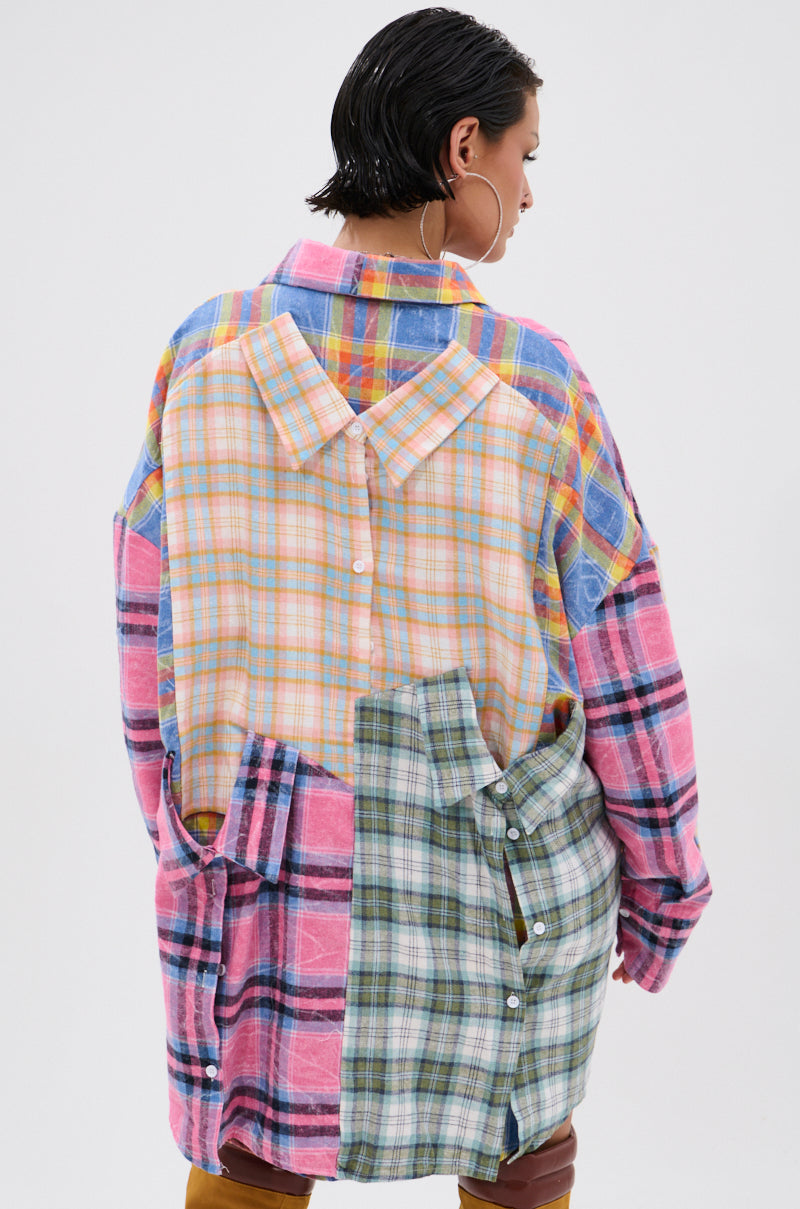 WILD CHILD PLAID SHIRT DRESS