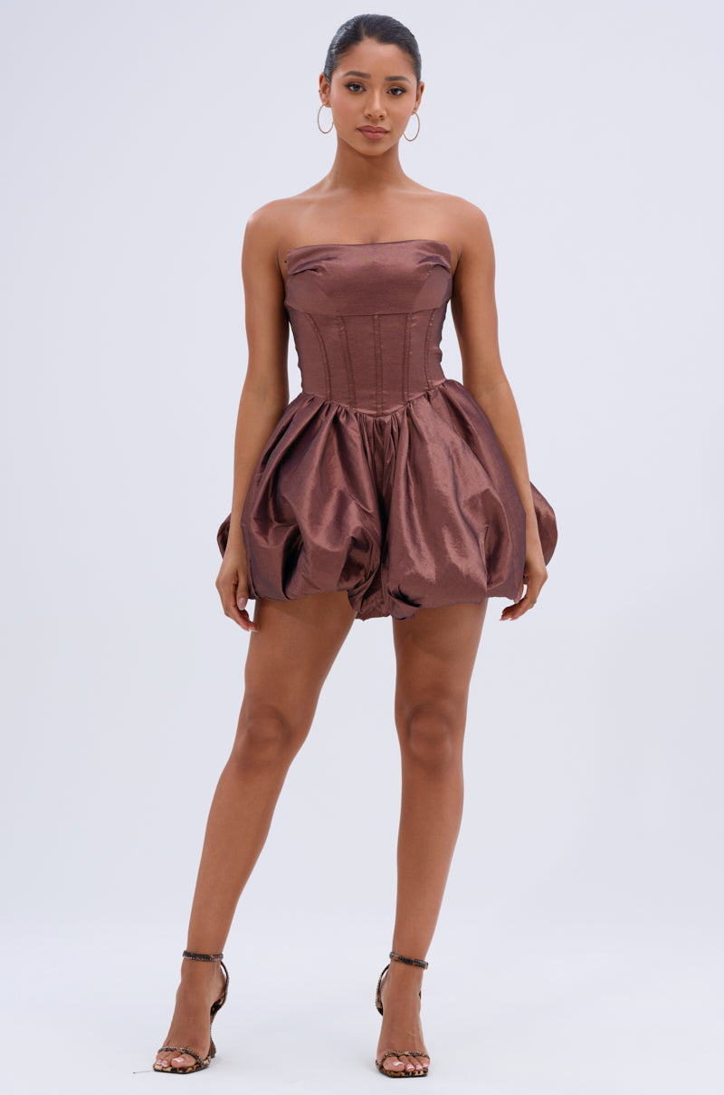 ADORE YOU WOVEN MINI DRESS IN MOCHA