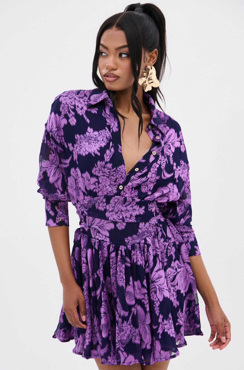 WOMAN OF THE HOUR PRINTED MINI DRESS