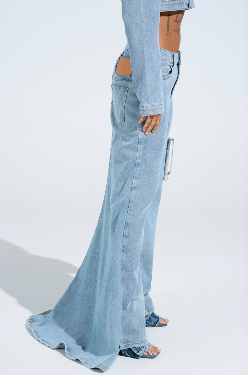 SHAKE IT OFF DENIM PANT WITH SKIRT ATTACHED