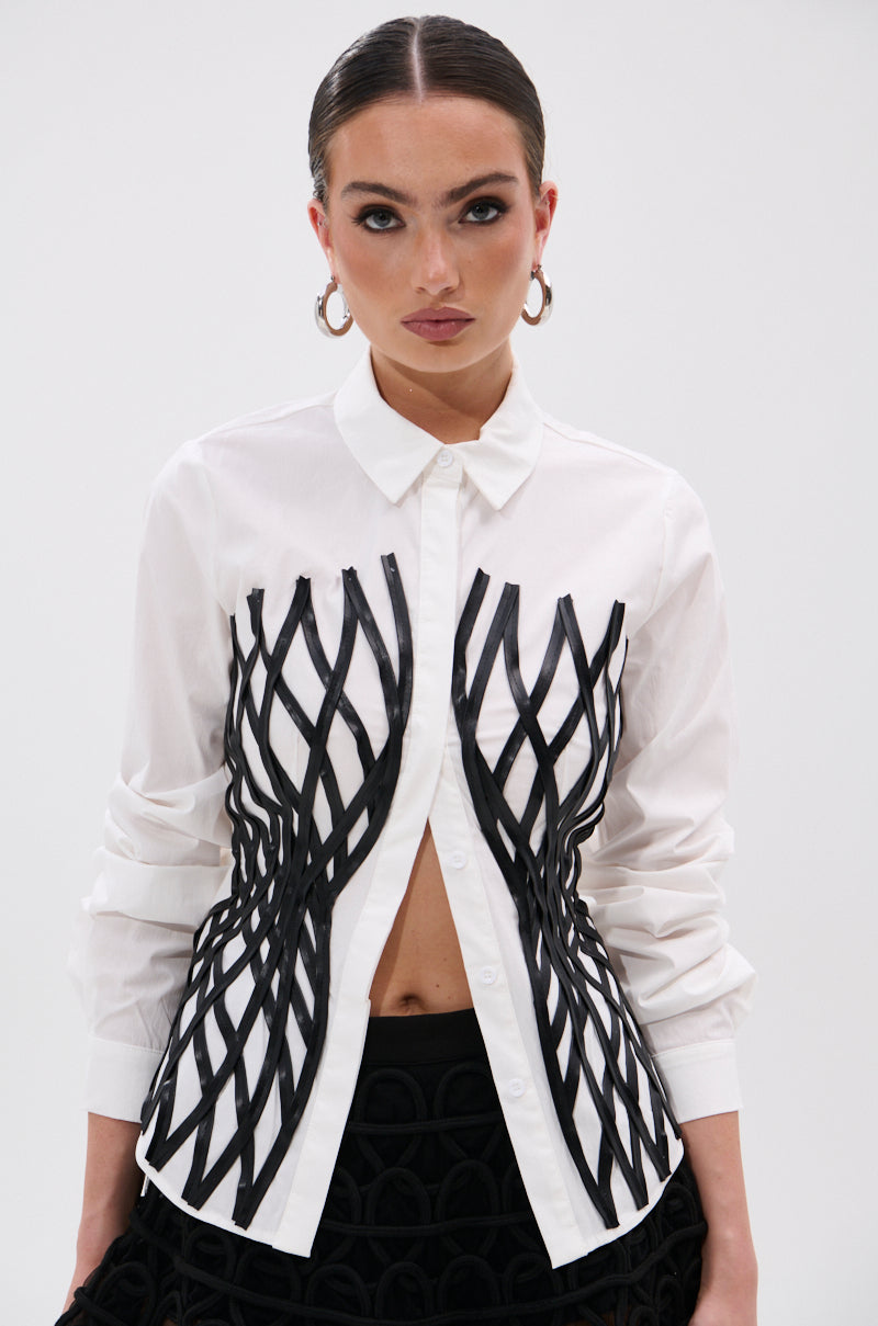 ALL OVER THE PLACE BUTTON DOWN