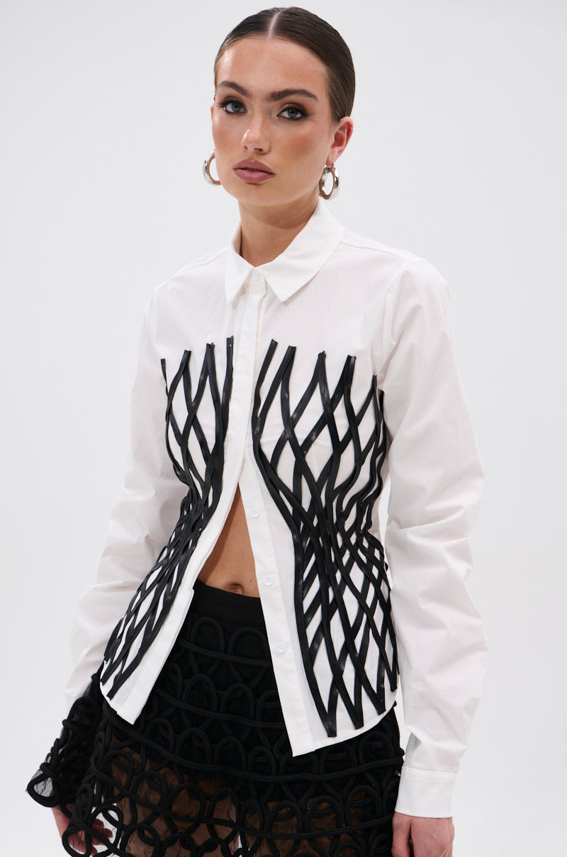 ALL OVER THE PLACE BUTTON DOWN