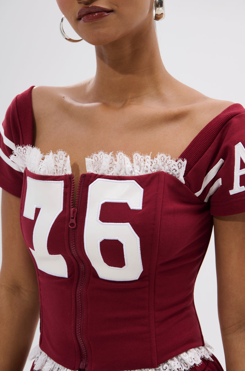 PLAY TIME IS OVER FRONT ZIP CORSET TOP