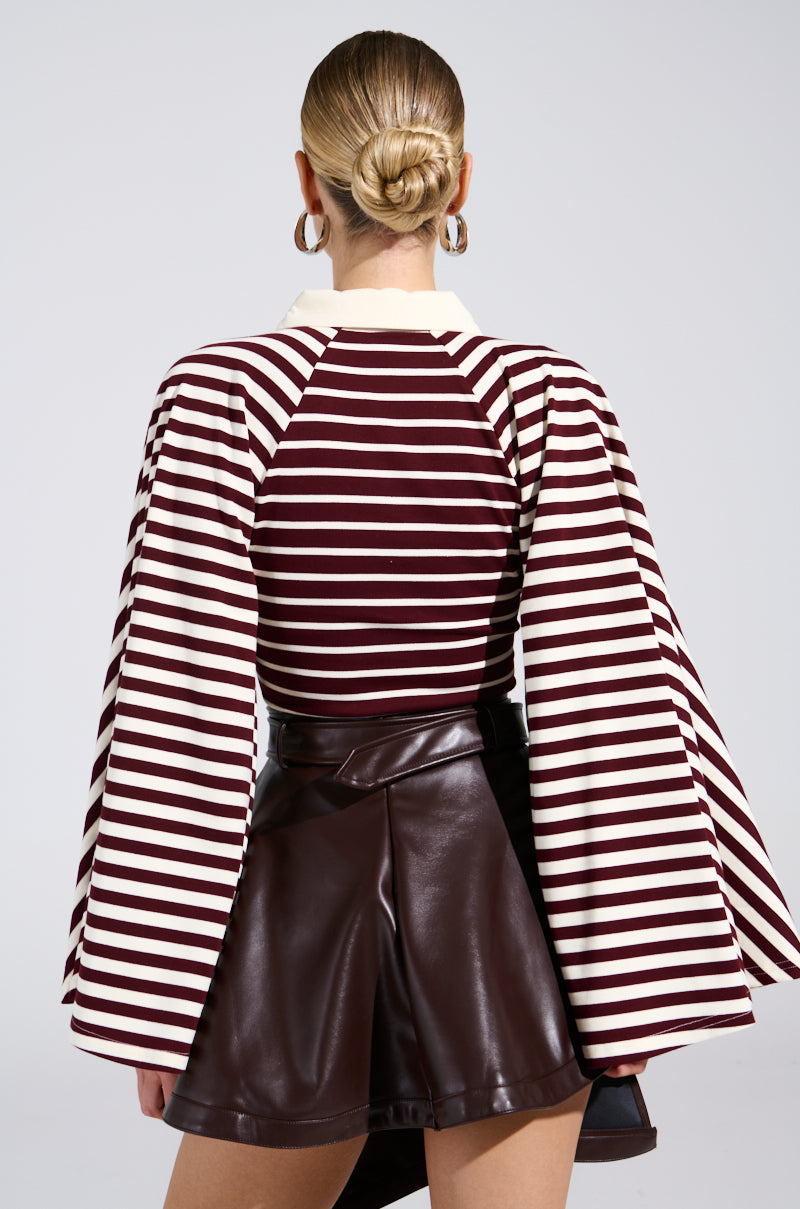 ALMA STRIPE COLLARED BODYSUIT