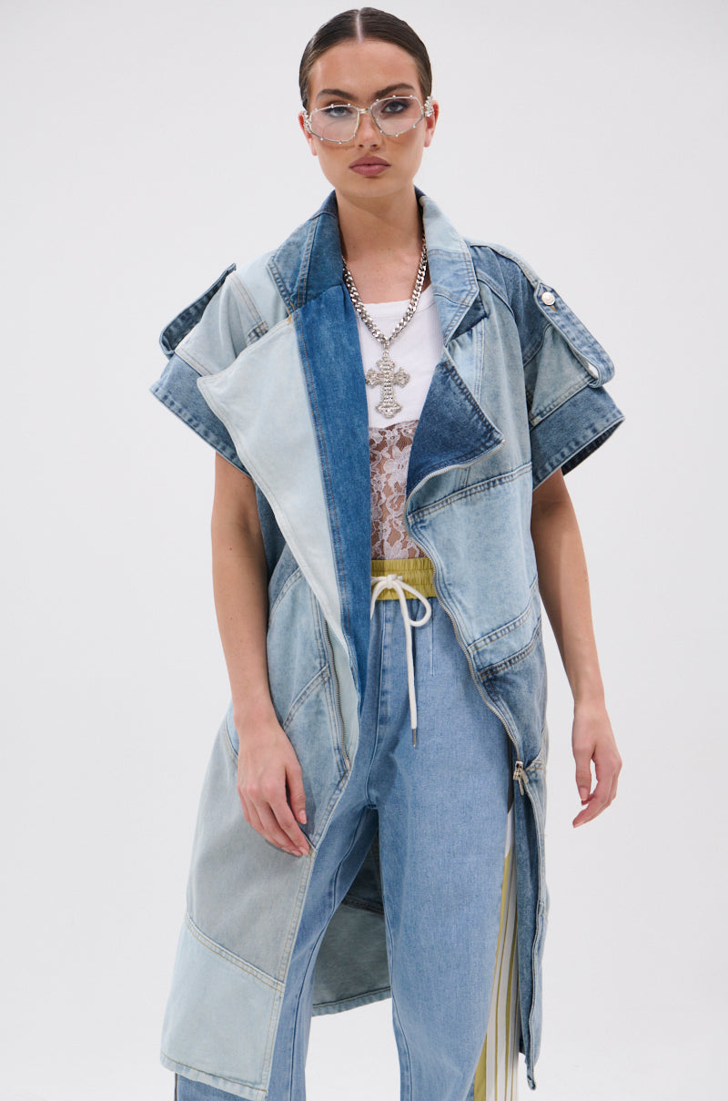 ESTELLE PATCHWORK DENIM VEST