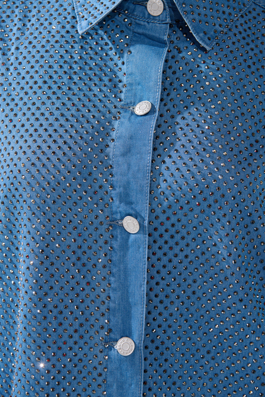 BLING BLING DENIM BUTTON DOWN TOP
