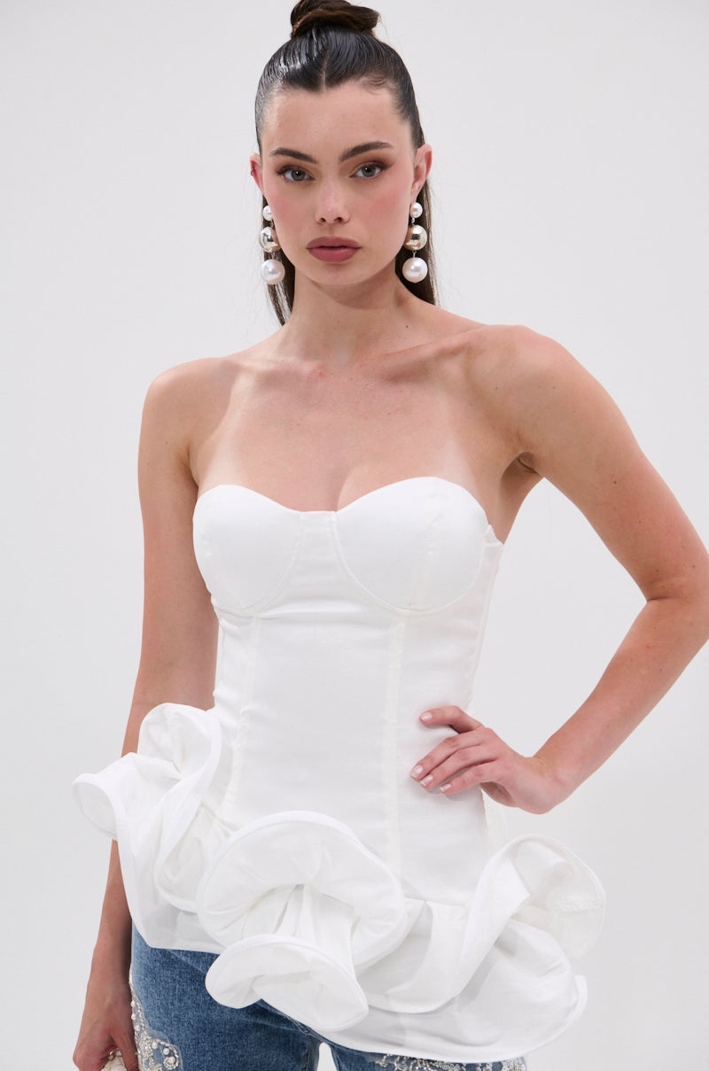 THE MORE YOU KNOW RUFFLE DETAIL CORSET TOP