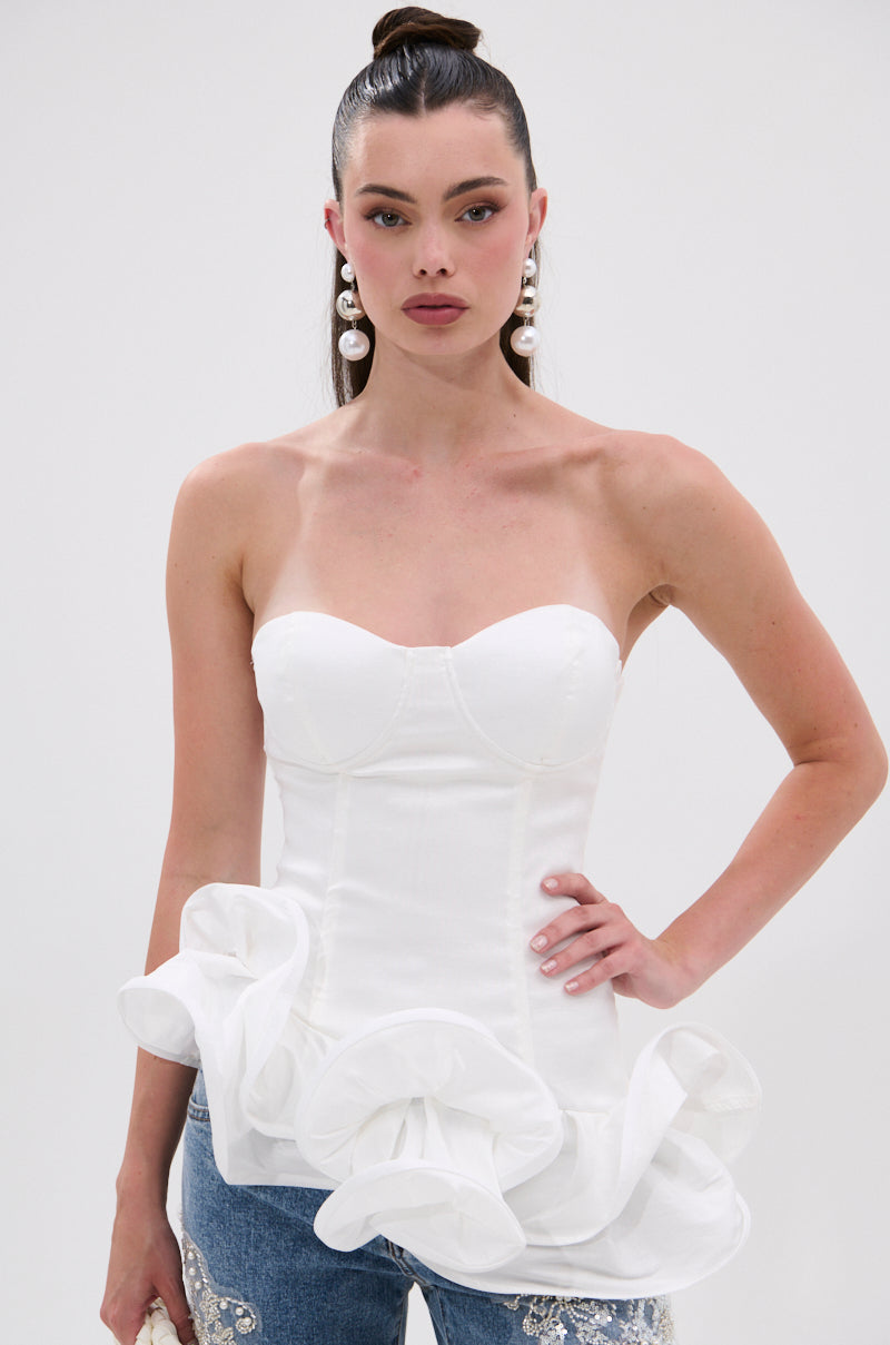 THE MORE YOU KNOW RUFFLE DETAIL CORSET TOP