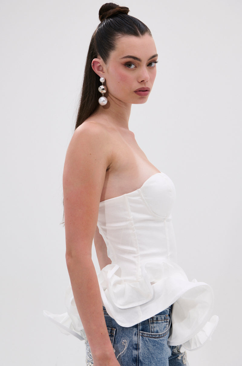 THE MORE YOU KNOW RUFFLE DETAIL CORSET TOP