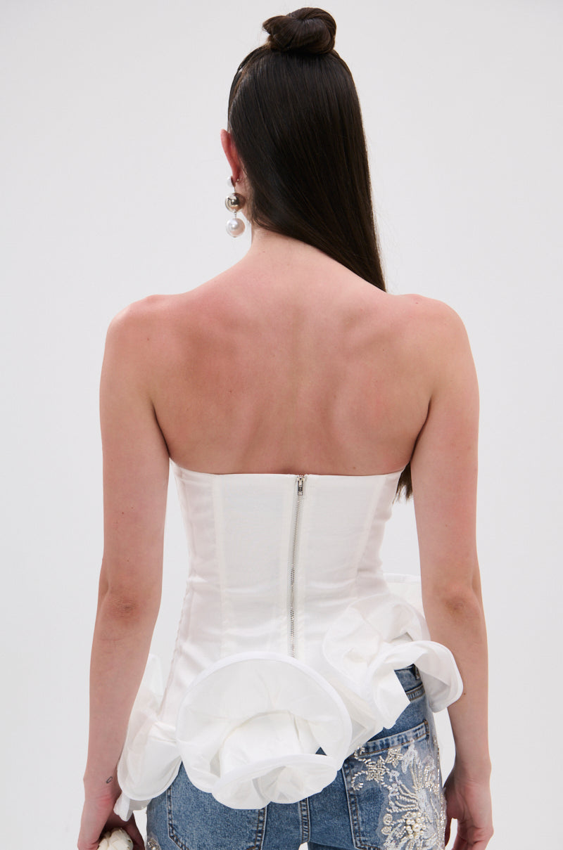 THE MORE YOU KNOW RUFFLE DETAIL CORSET TOP