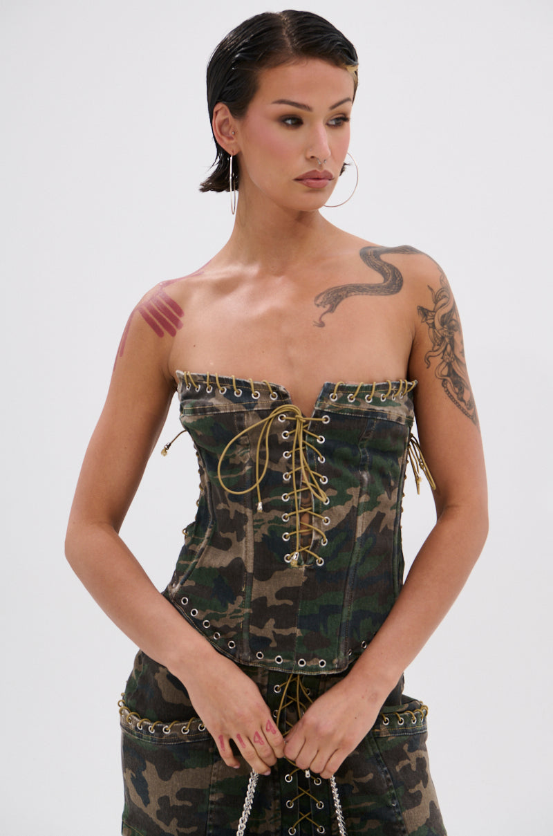 DOWN AND DIRTY CAMO CORSET