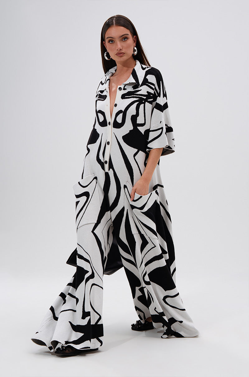 HAPPY HOUR PRINTED KNIT JUMPSUIT