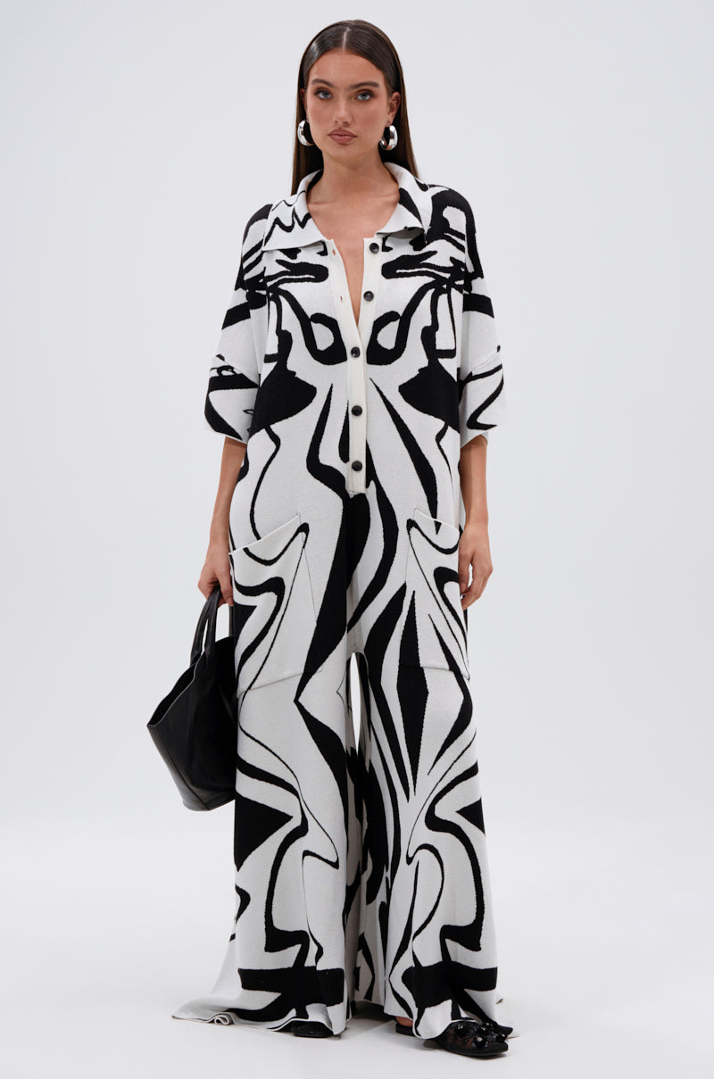 HAPPY HOUR PRINTED KNIT JUMPSUIT