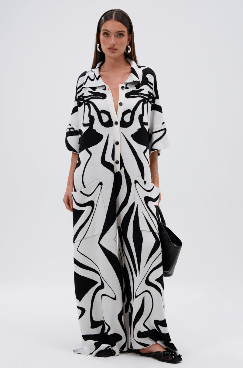 HAPPY HOUR PRINTED KNIT JUMPSUIT