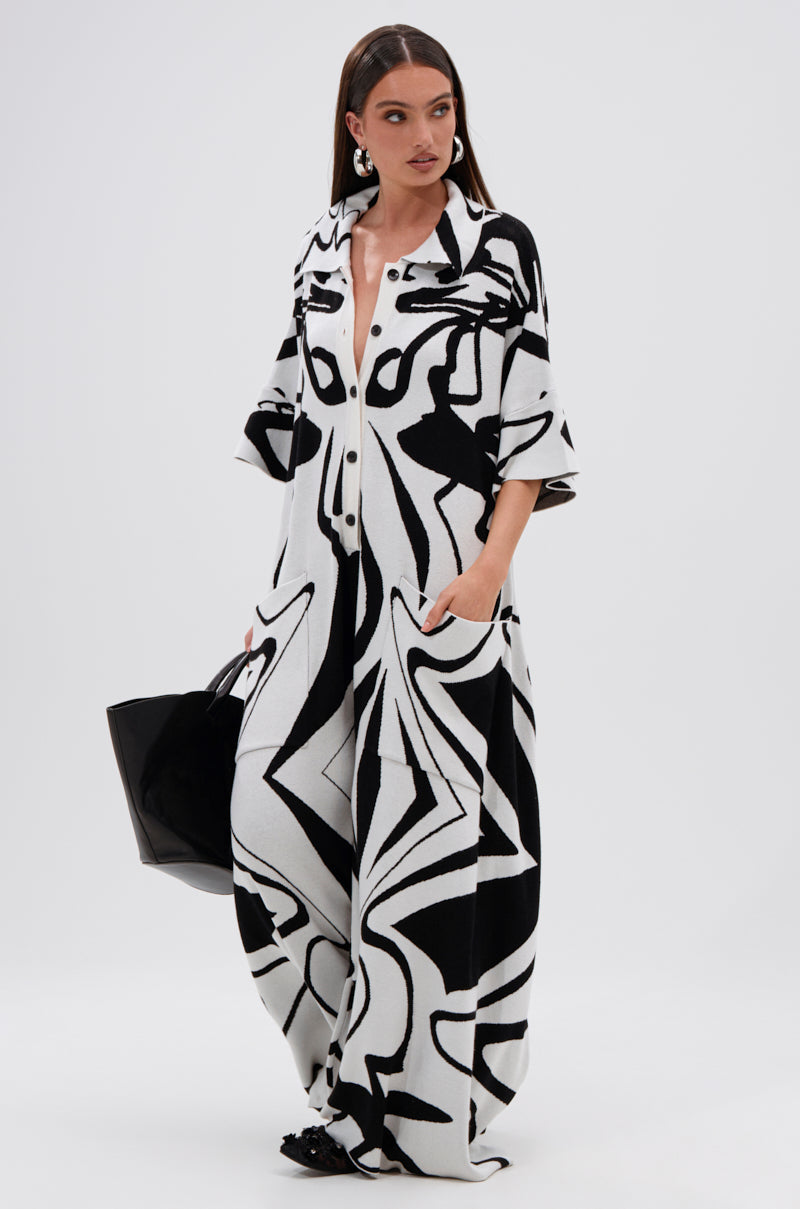 HAPPY HOUR PRINTED KNIT JUMPSUIT