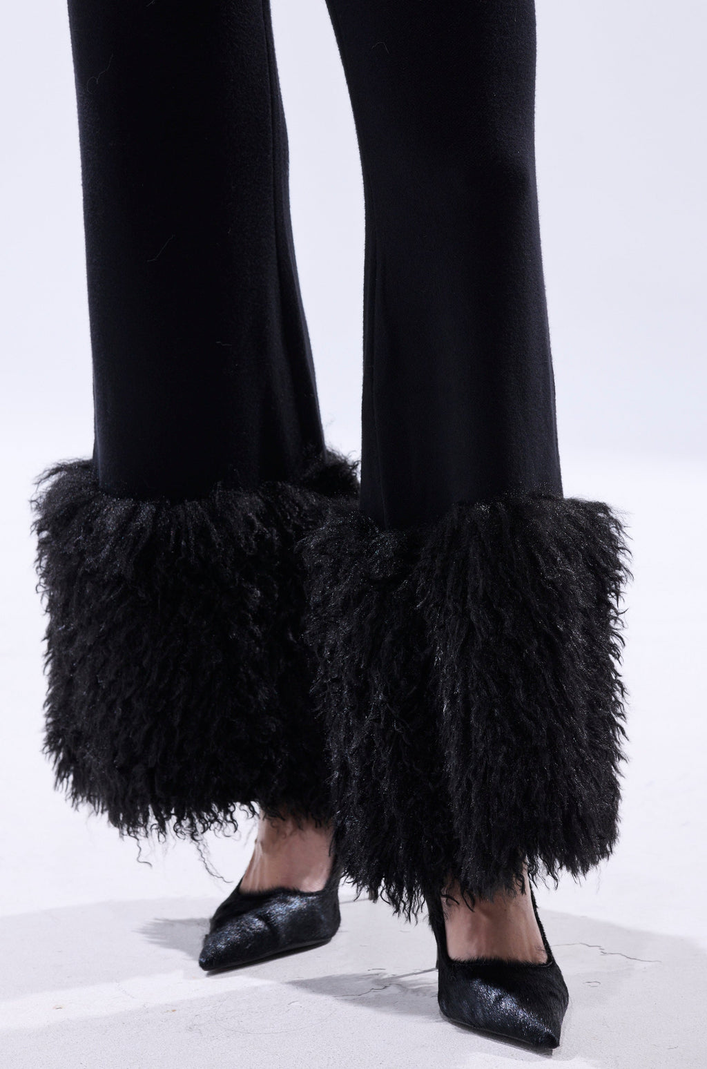 COZY VIBES SWEATER PANT WITH FUR CUFF IN BLACK