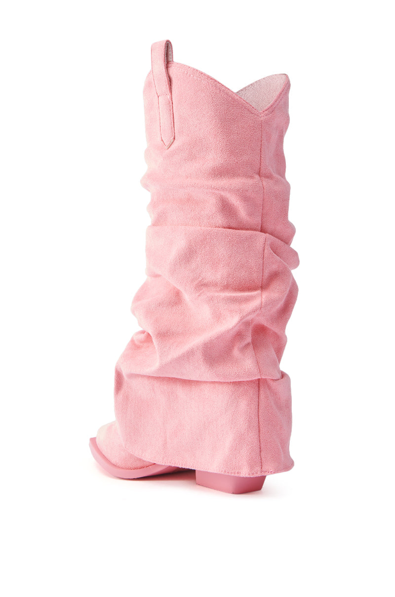 AZALEA WANG HAWKSTON BABY PINK FAUX SUEDE WESTERN BOOT