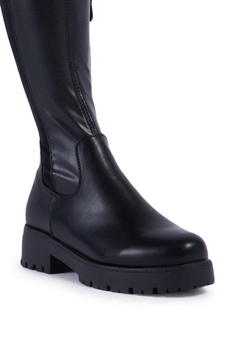 AZALEA WANG HAYDEE BLACK OVER THE KNEE SUEDE AND PU BOOT