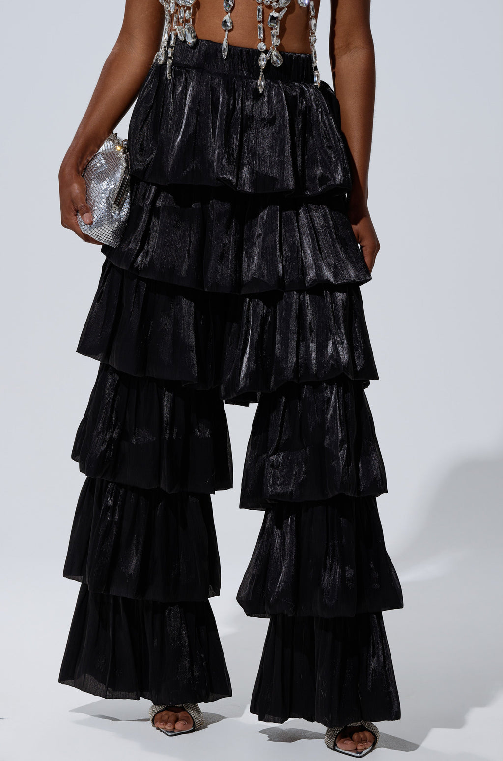 STAR OF THE NIGHT FLOUNCY PANT IN BLACK