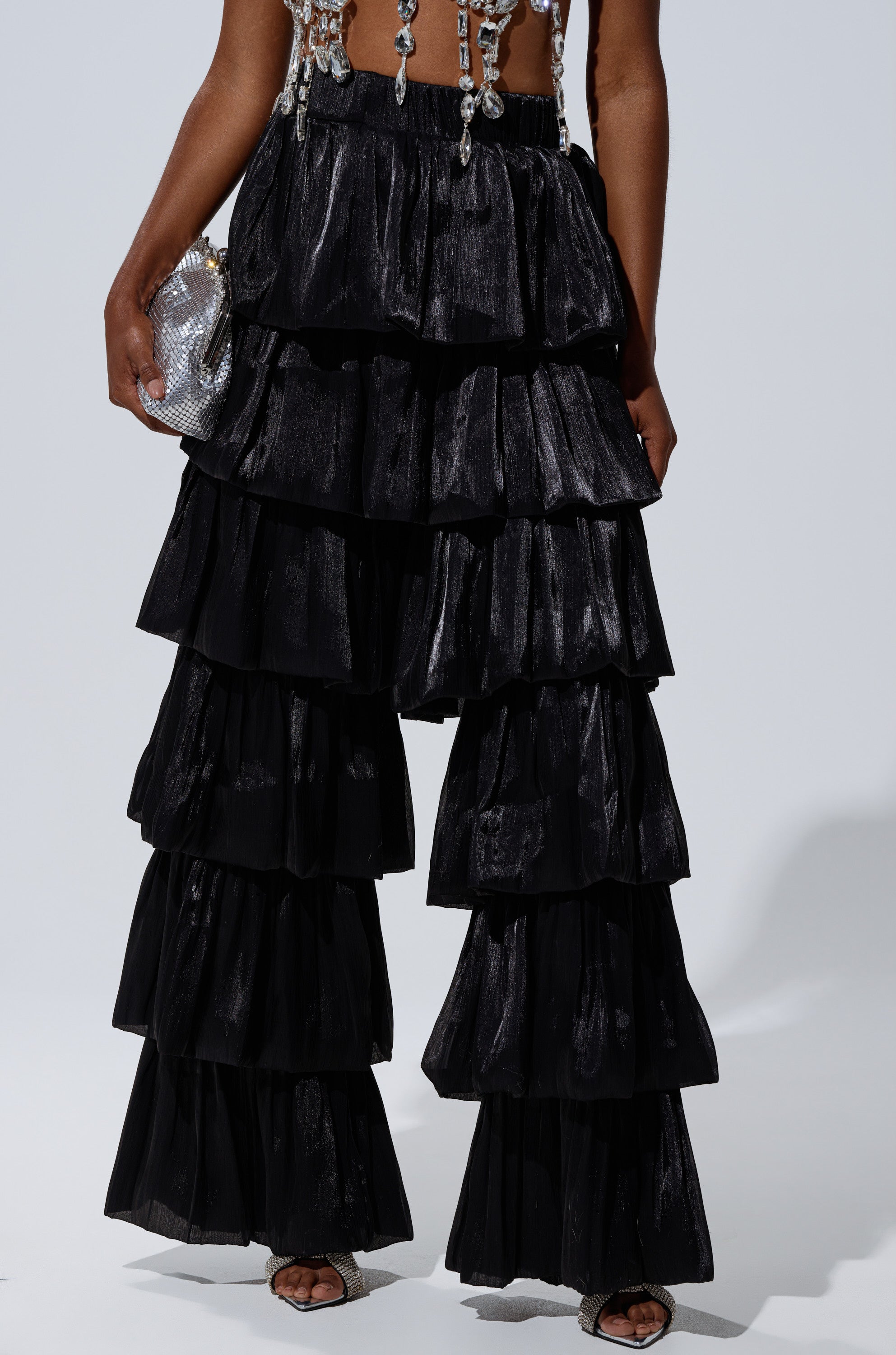 STAR OF THE NIGHT FLOUNCY PANT IN BLACK