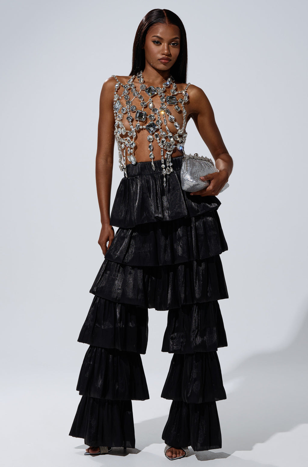 STAR OF THE NIGHT FLOUNCY PANT IN BLACK