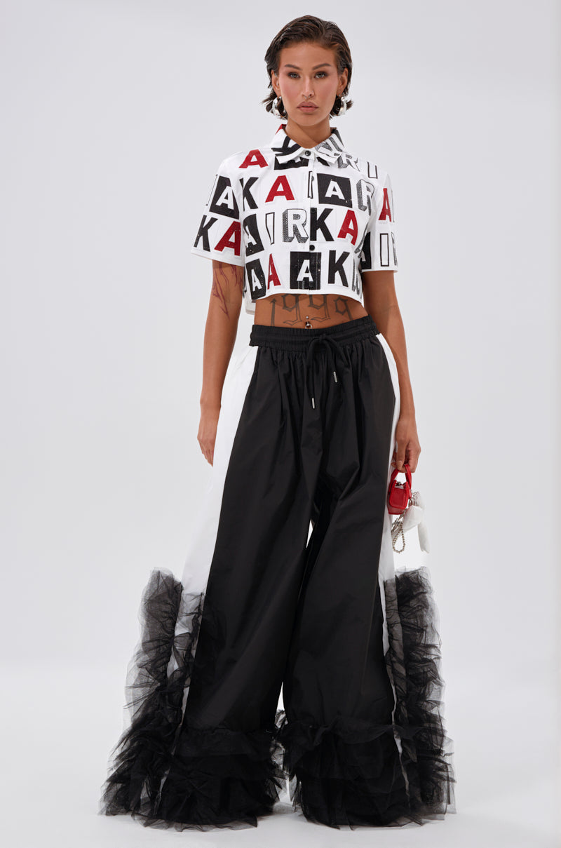 FEELING LIKE A BOSS TRACK PANT WITH TULLE TRIM
