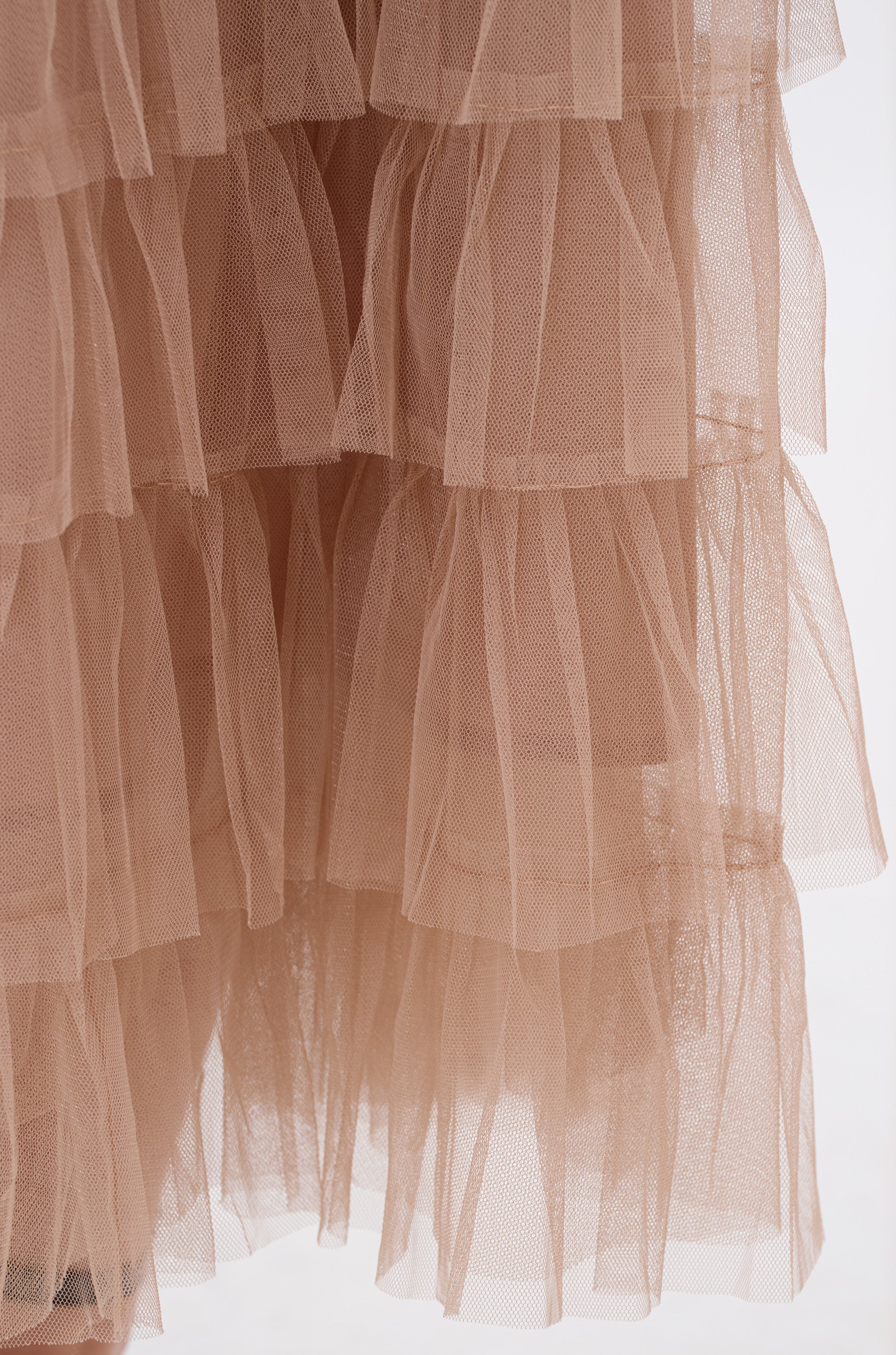 STARS ALIGNED MESH RUFFLE MAXI SKIRT