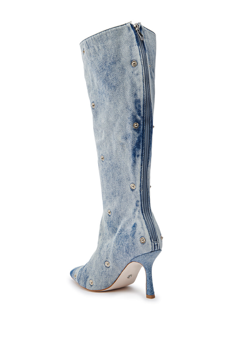 AZALEA WANG IMOGINE DENIM SNAP BOOT