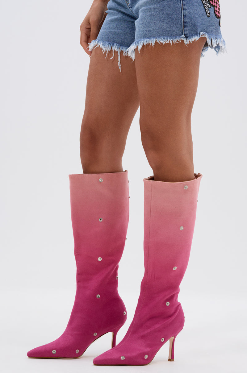 AZALEA WANG IMOGINE PINK MULTI FAUX SUEDE BOOT