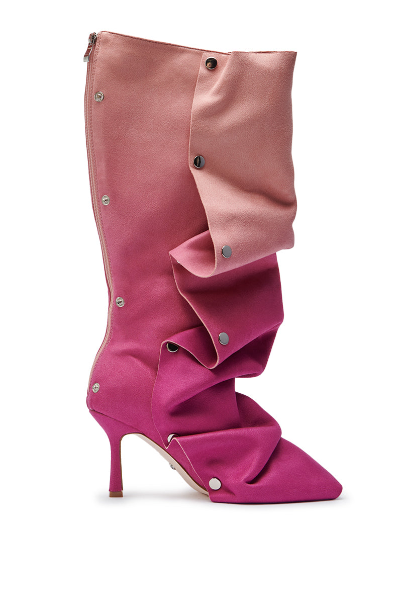 AZALEA WANG IMOGINE PINK MULTI FAUX SUEDE BOOT