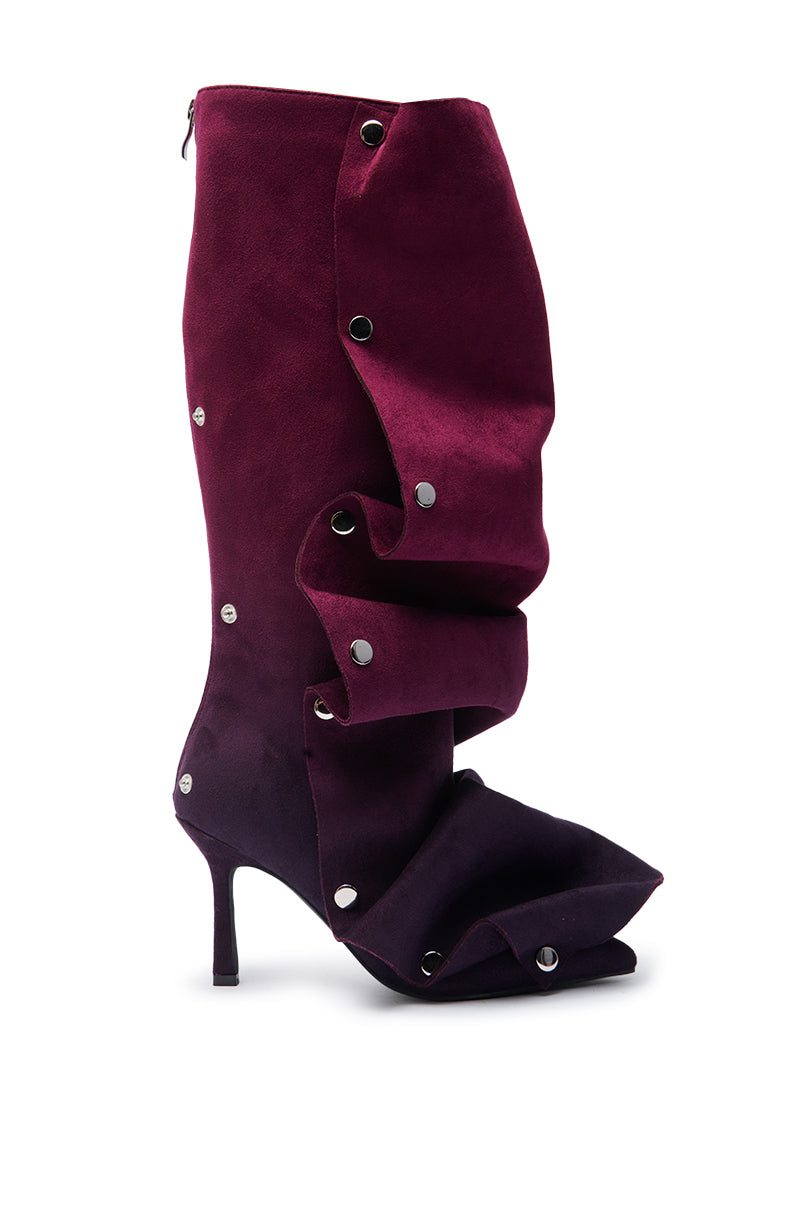 AZALEA WANG IMOGINE PURPLE OMBRE FOLDED DETAIL STILETTO BOOT