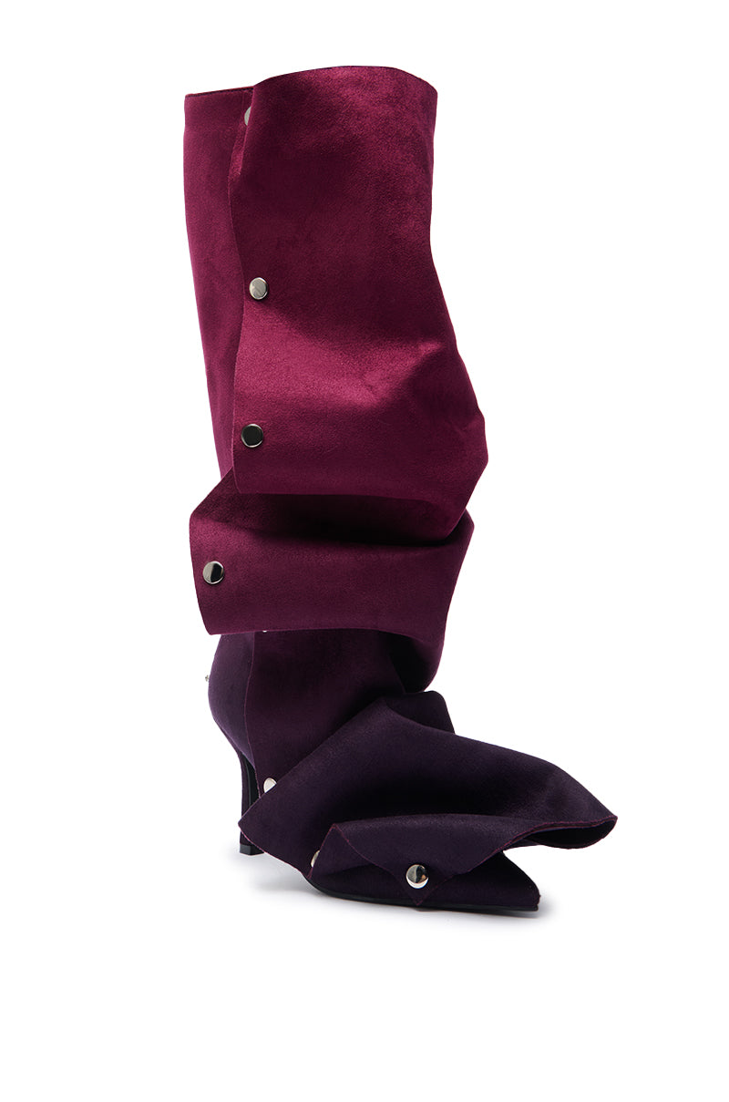 AZALEA WANG IMOGINE PURPLE OMBRE FOLDED DETAIL STILETTO BOOT
