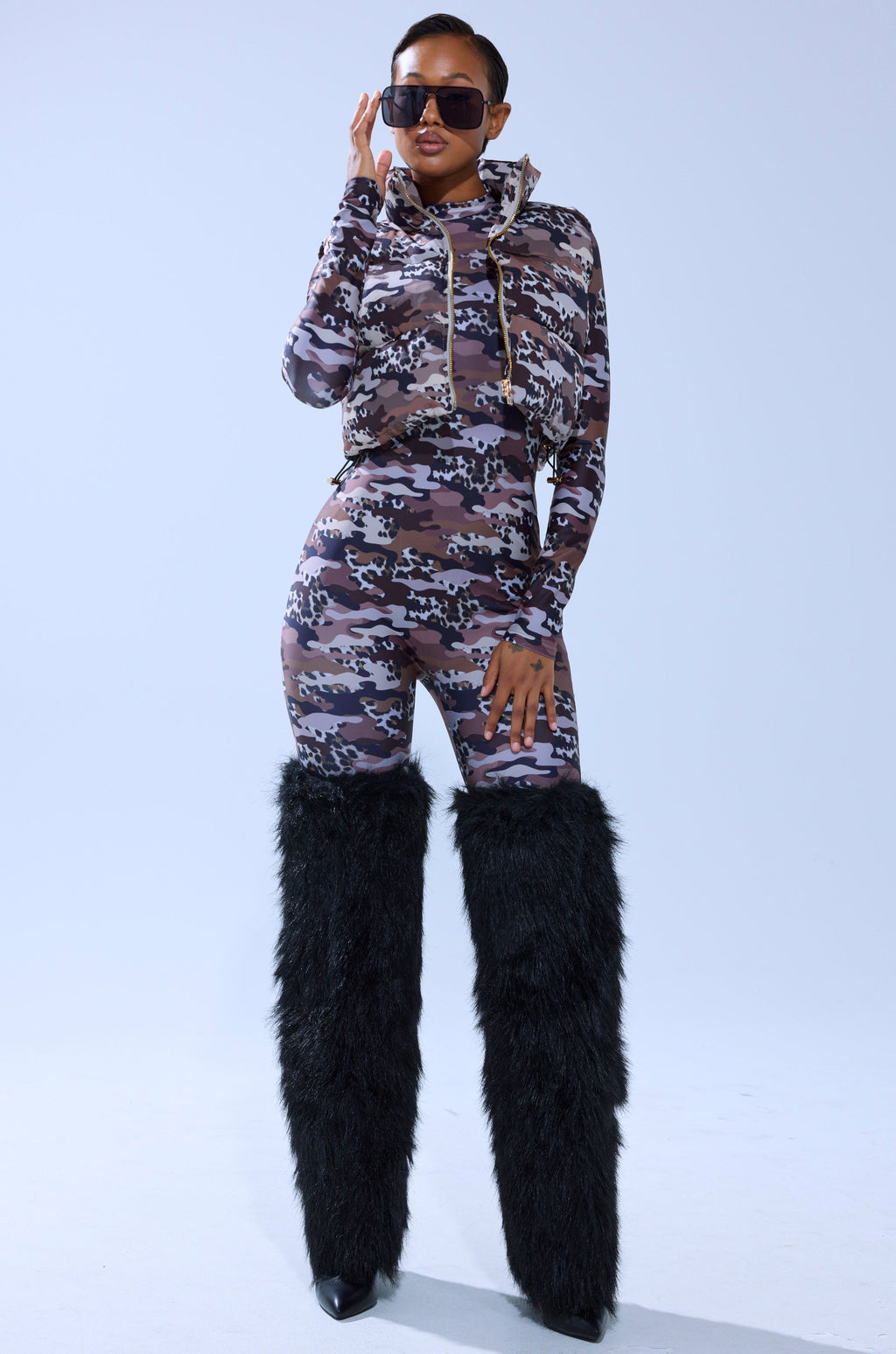 CAMO CHEETAH PRINT PUFFER VEST