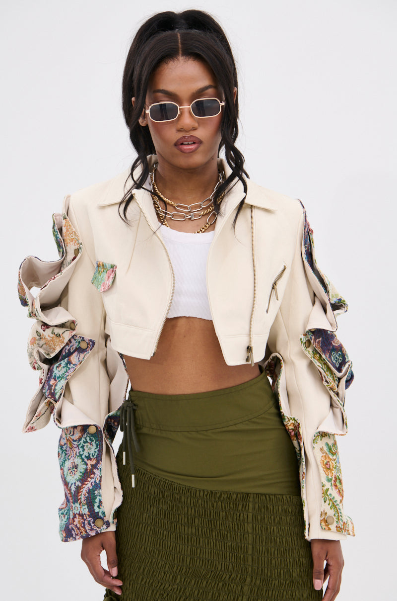 SNAP OUT OF IT ULTRA CROP MOTO IN JACQUARD