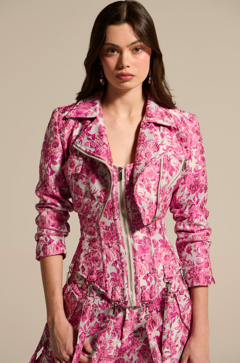 MILEY JACQUARD CROPPED MOTO