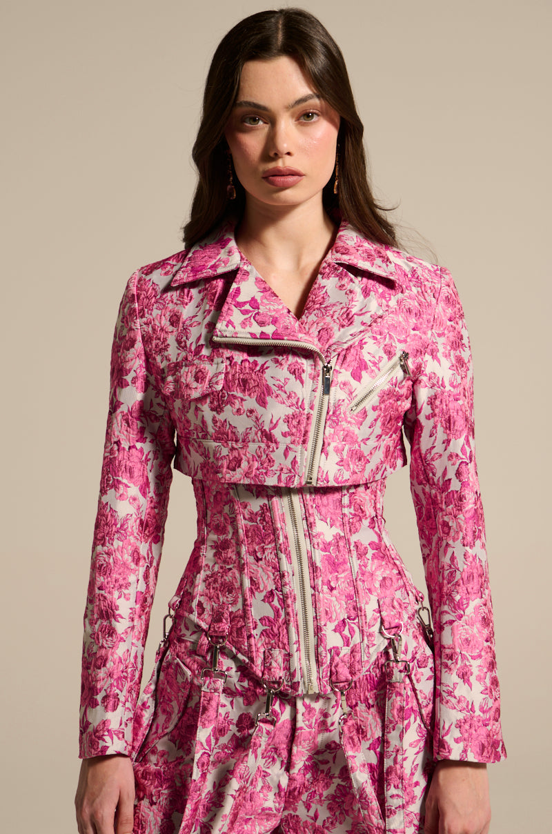 MILEY JACQUARD CROPPED MOTO