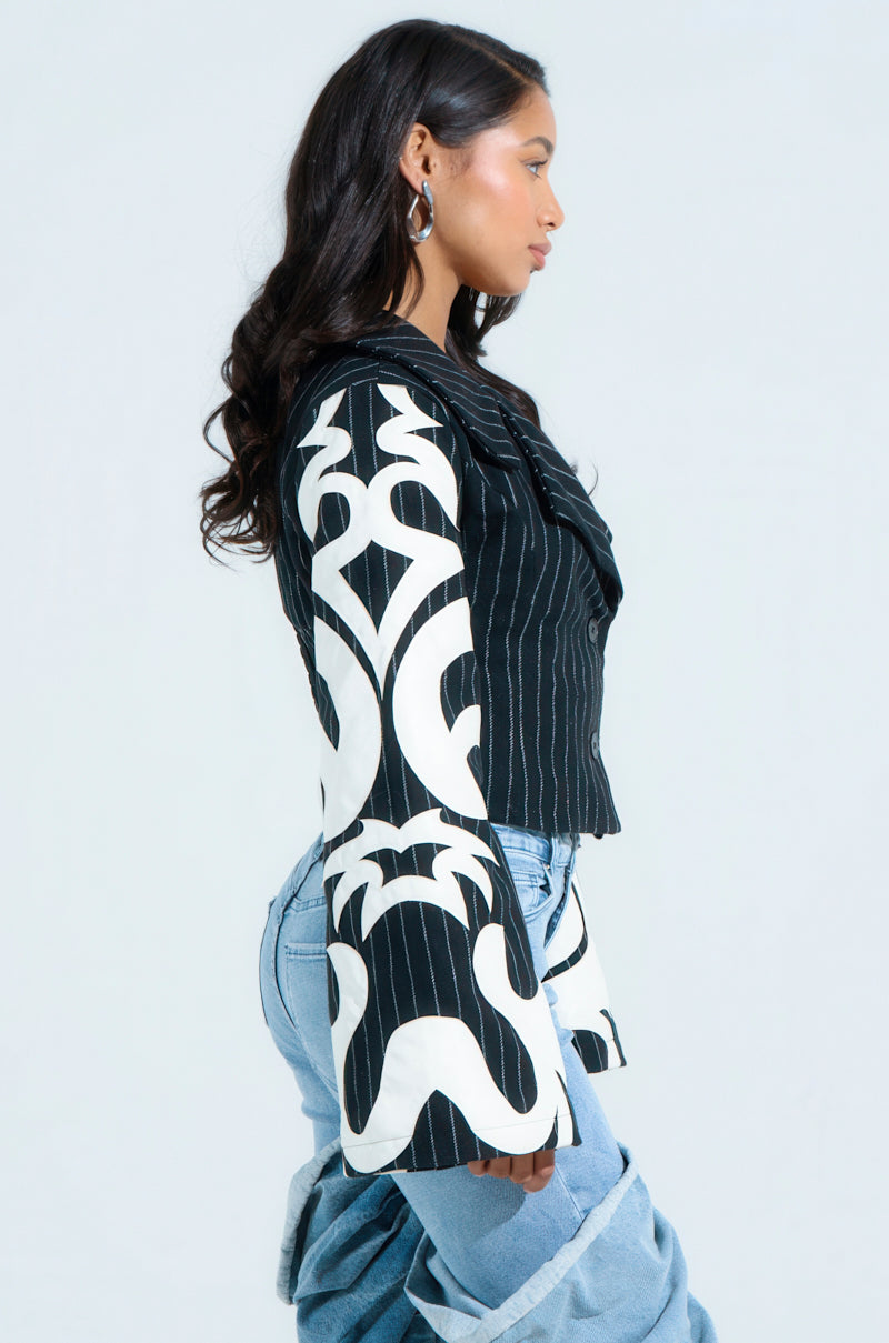 HEART ON FIRE EMBROIDERED BLAZER