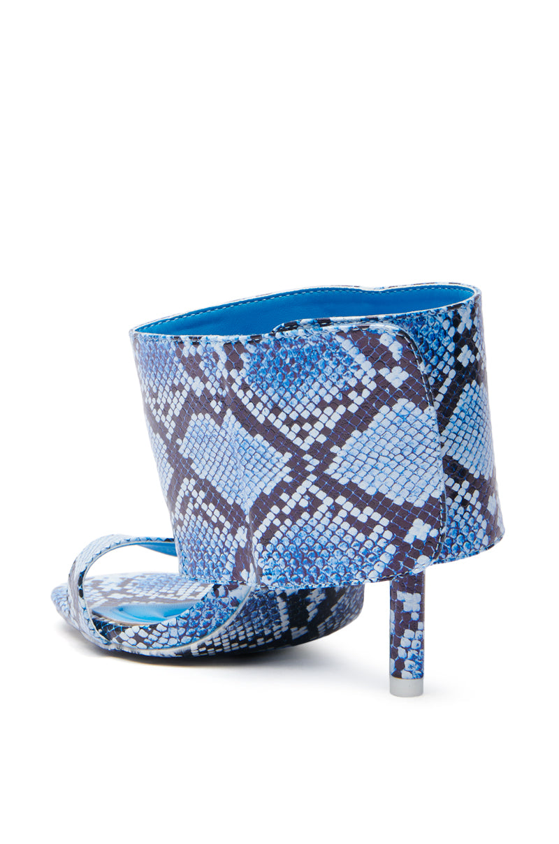 AZALEA WANG JANSEN BLUE SNAKE STILETTO SANDAL