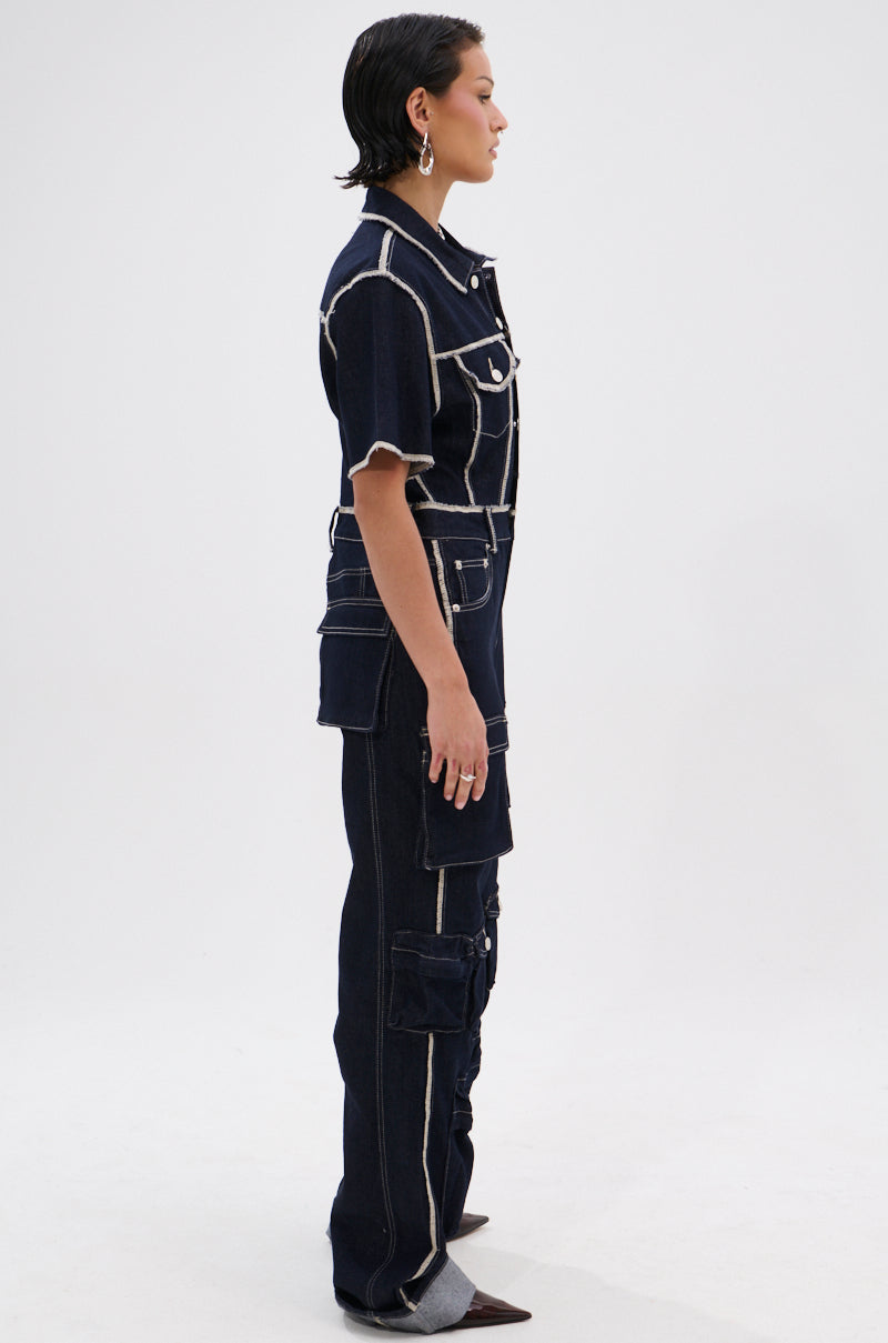 ALEXANDRA DENIM CARGO JUMPSUIT