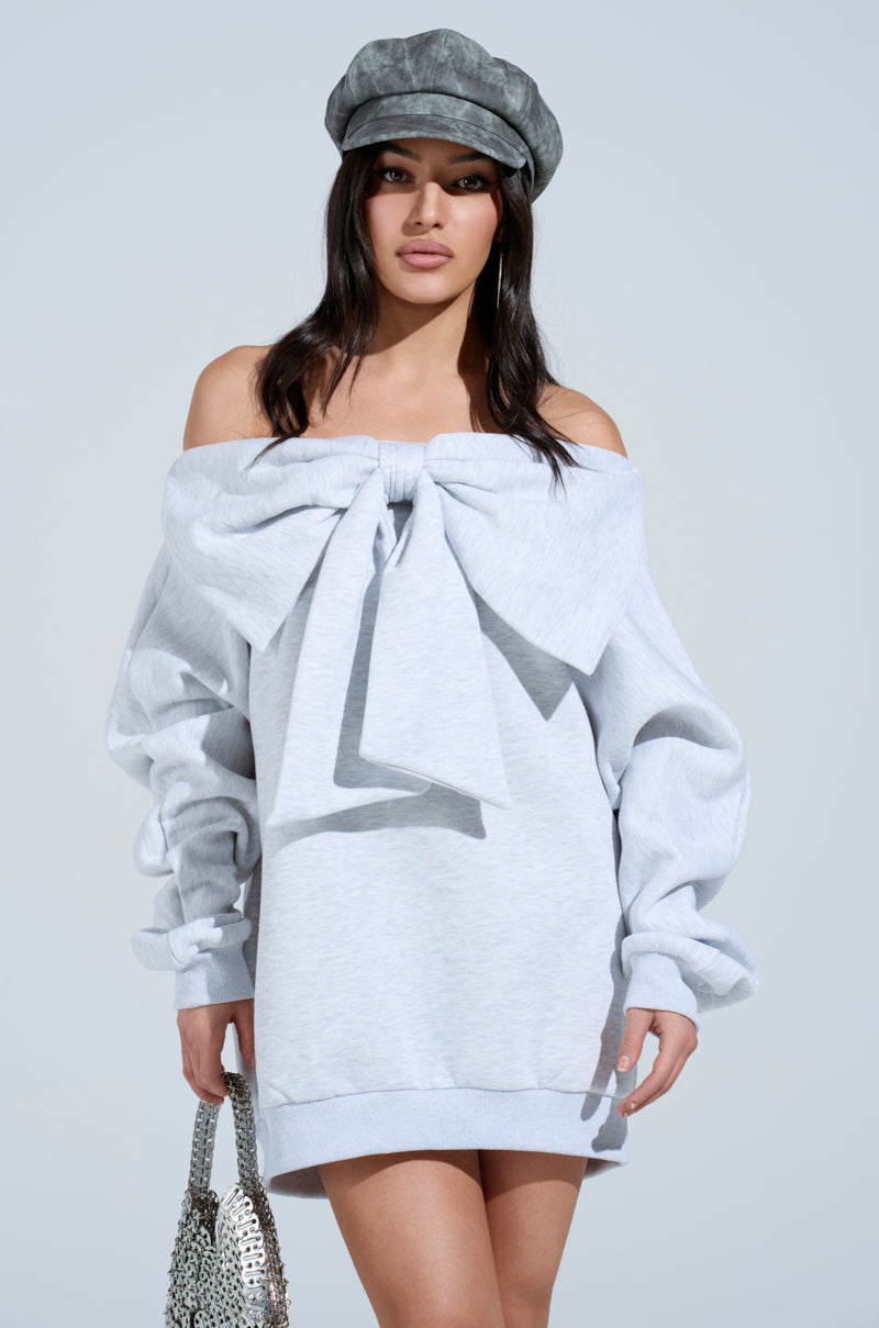 WHO ME? BOW FRONT SWEATSHIRT DRESS