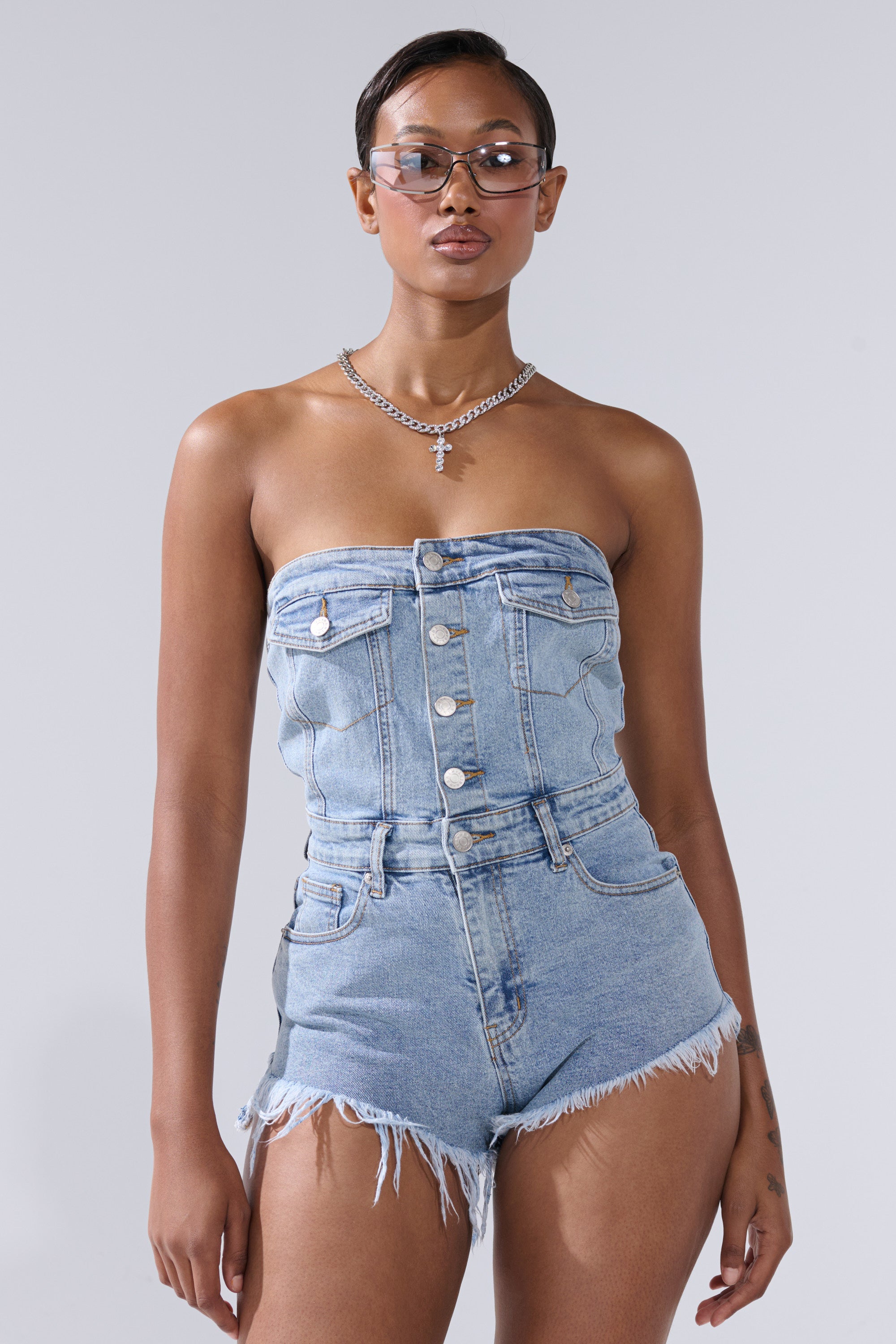 COOL IT COWBOY DENIM ROMPER