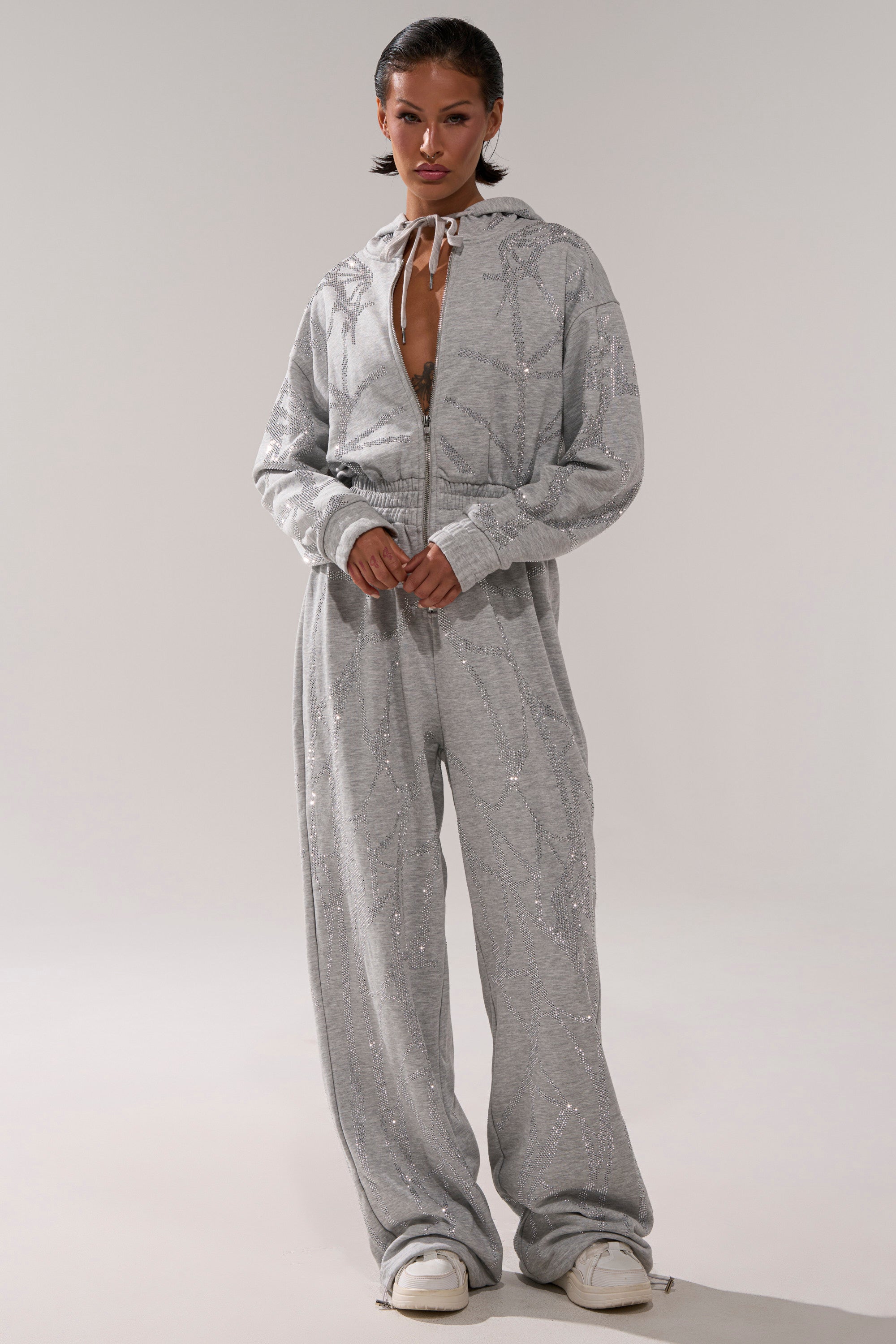 NEVER BUGGIN PRINTED FRENCH TERRY JUMPSUIT